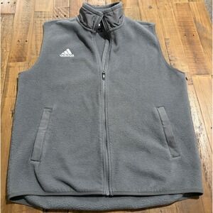 Adidas Fleece Vest Men's XL Gray Full Zip Sleeveless Outdoor Athletic